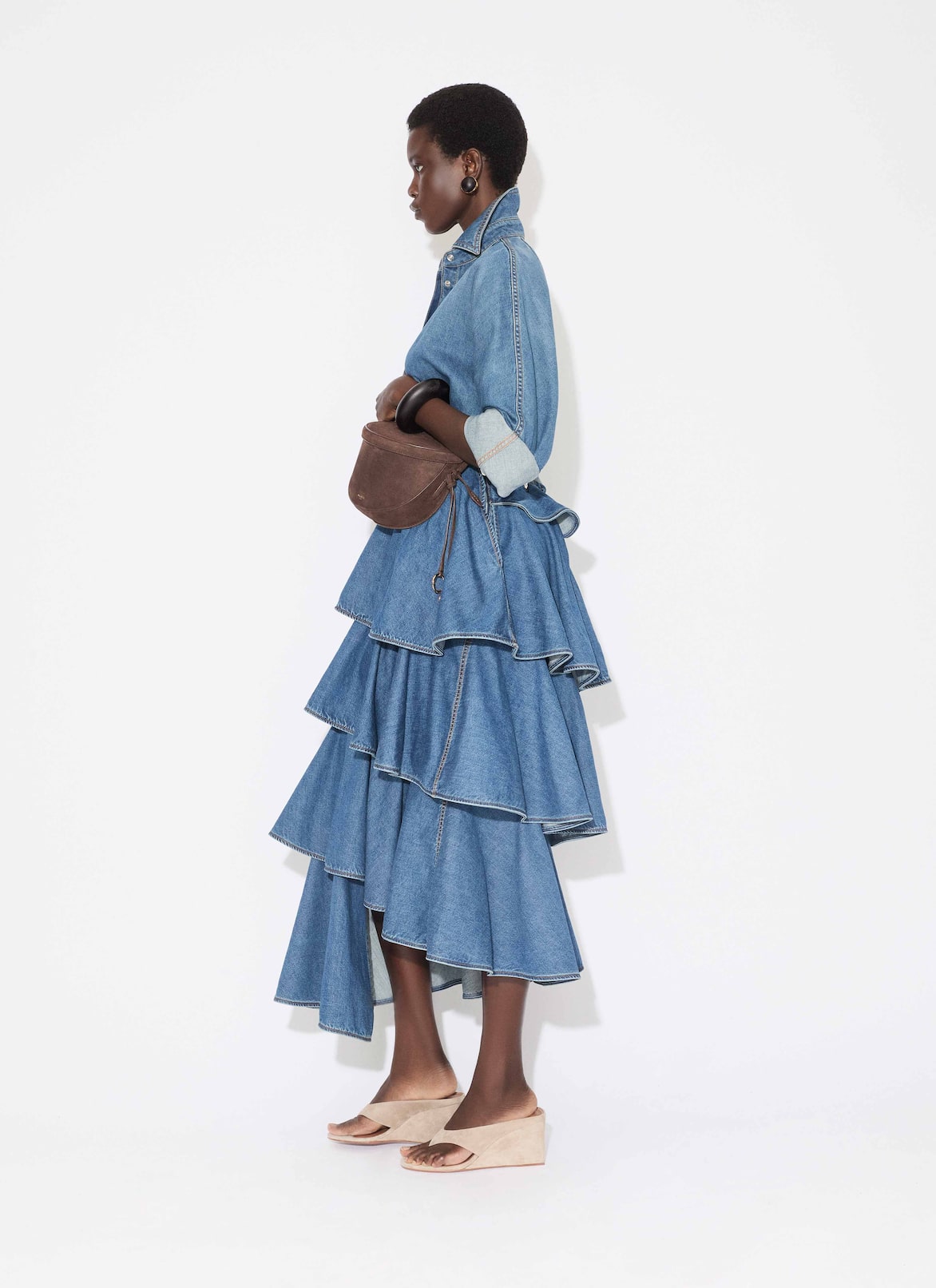 DENIM SPIRAL SKIRT ALAÏA MINERAL DENIM SPIRAL SKIRT